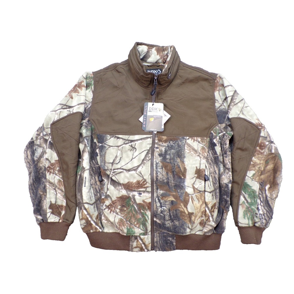 DDX Men's Medium Dri Duck Performance Camo Fleece Hunting Jacket W Hood ~ New